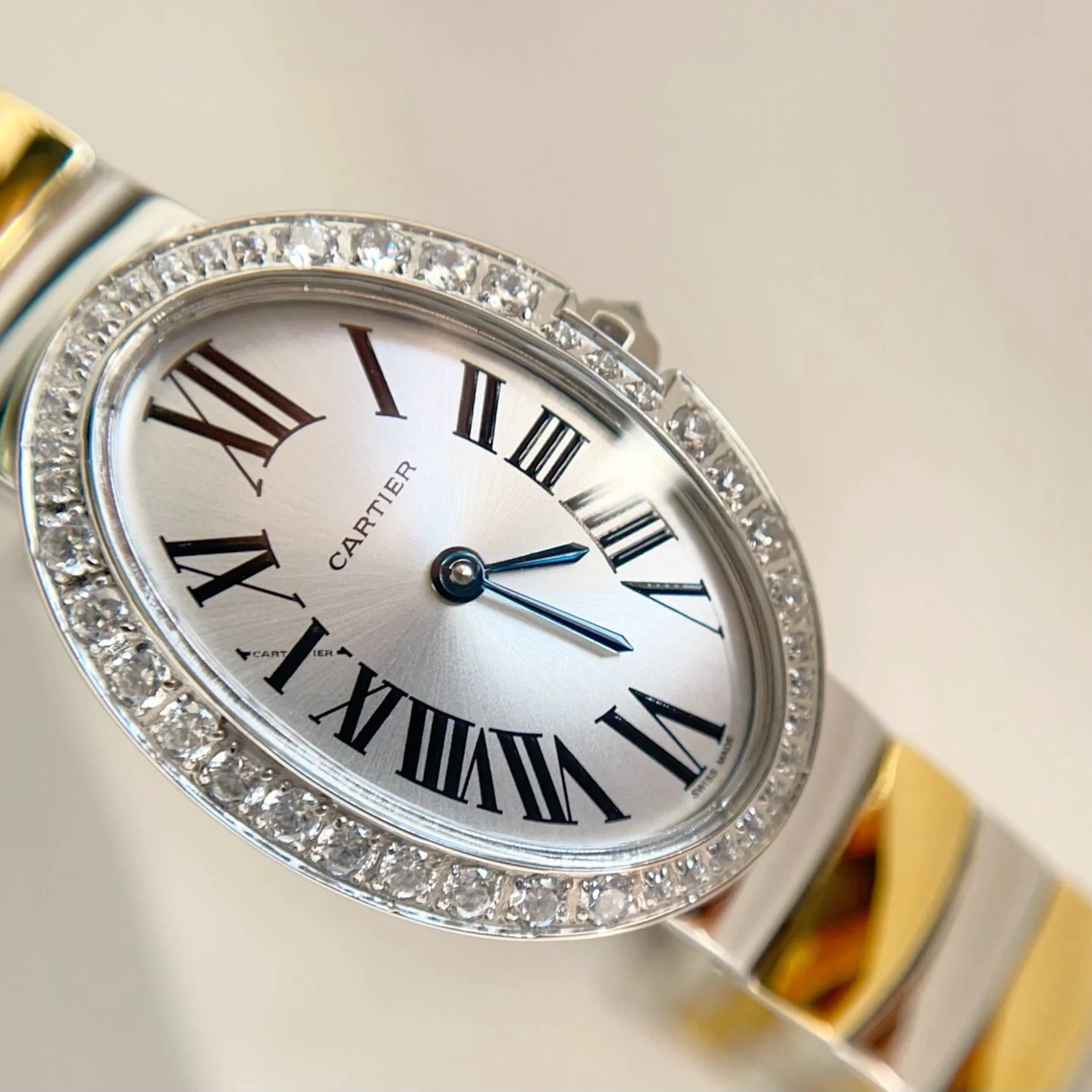Cartier Watch Baignoire 23mm Tow-Tone Yellow Gold Diamond Bezel