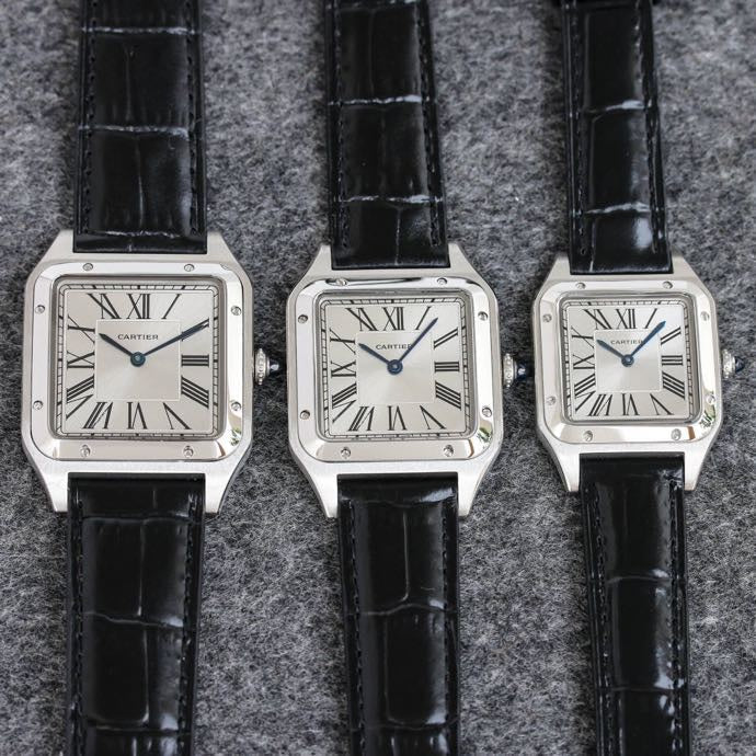 Cartier Watch SANTOS DUMONT LADY SILVER CASE CROCODILE STRAP