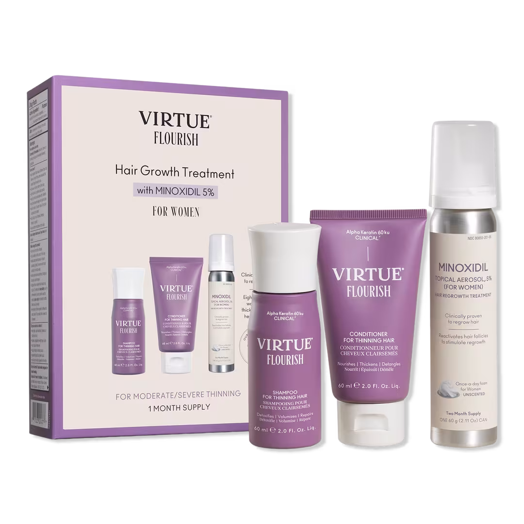 Virtue  Flourish Hair Growth Treatment Kit with Minoxidil 1 Month Kit