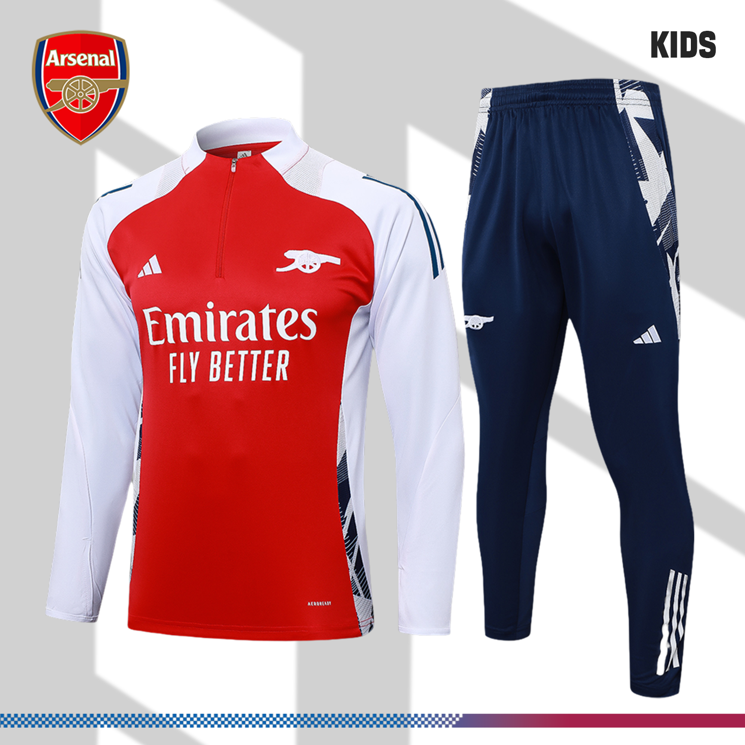 2024/2025 Arsenal Adult Red Kids Half Zip Training Clothes (Kids Kit)