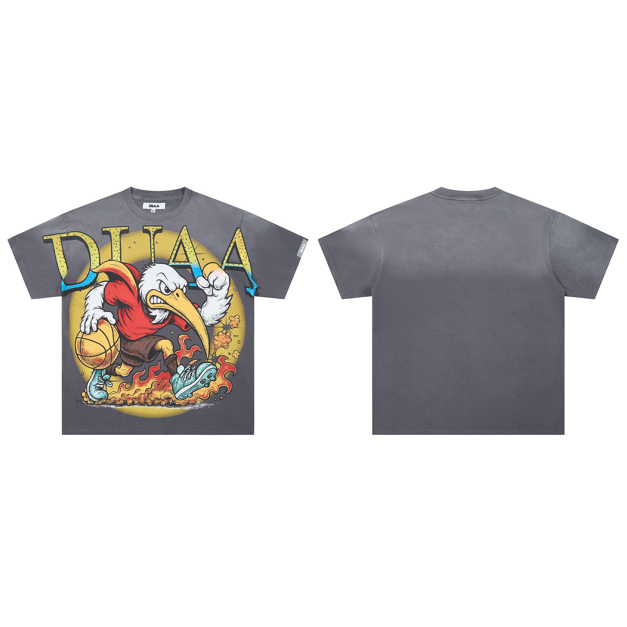 Street fashion brand rhinestone-decorated ripped monkey print short-sleeved T-shirt