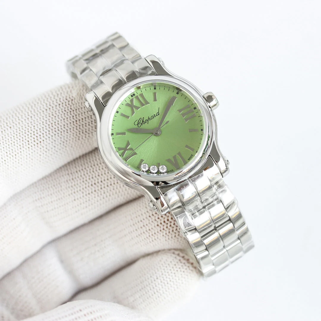 Cartier Watch Happy Diamond Silver Green Dial