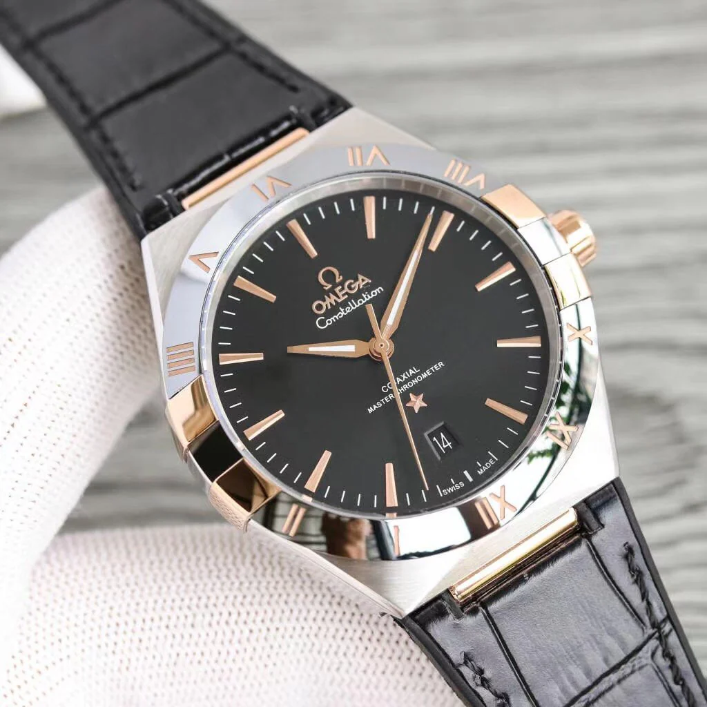Omega Watch CONSTELLATION 41MM GOLD CASE BLACK LEATHER
