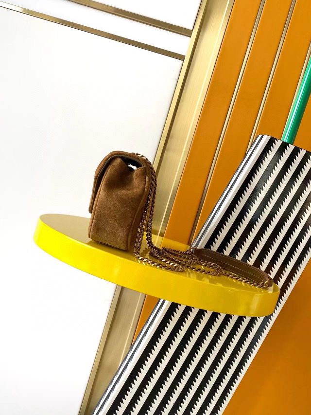 Saint Laurent YSL LOULOU small in MATELASSÉ suede in Brown