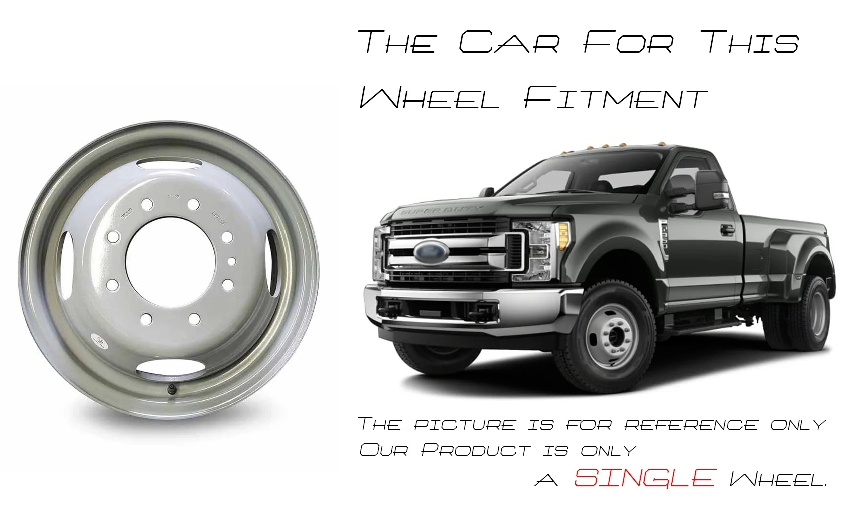 Single New 16" Dually Steel Wheel For 1999-2004 Ford F350SD DRW Super-Duty OEM Design Rim