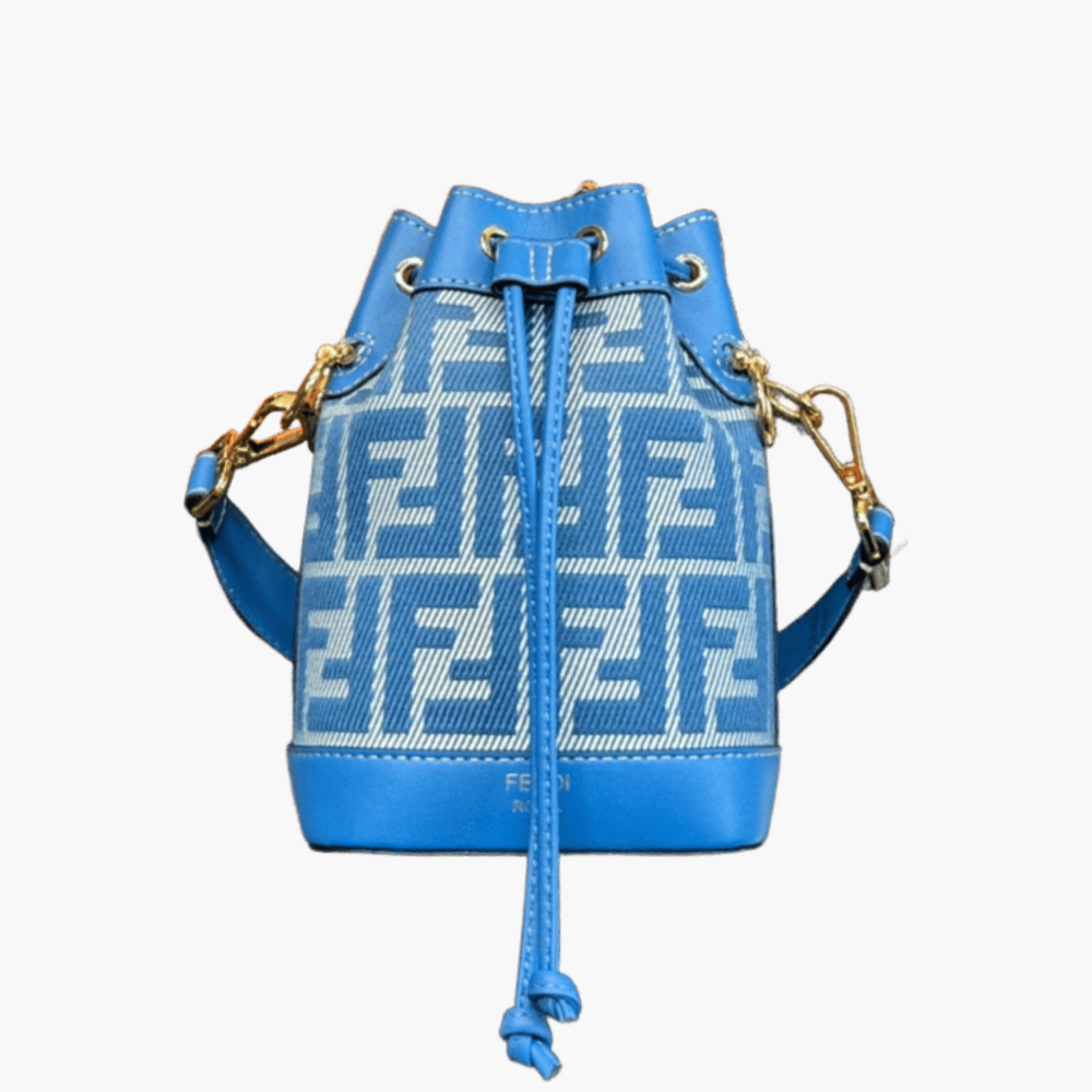 Fendi Mon Tresor Mini Jacquard Drawstring Bucket Bag