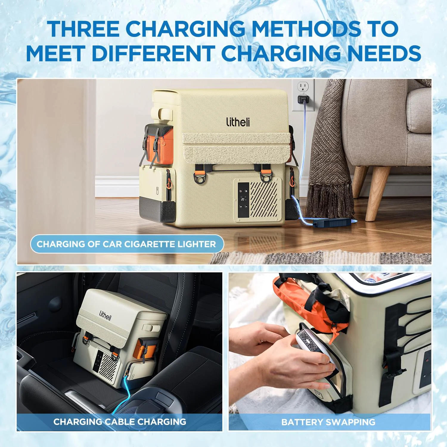 Litheli 16L Backpack Refrigerator,  55W Portable Electric Fridge Freezer Compressor Cooler for Fast Cooling Down to -4F  with Ergonomic Backpack Design for Camping Car RV Home