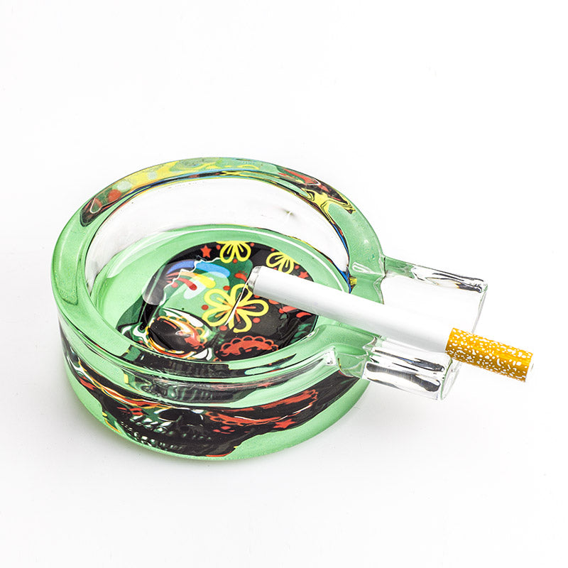Day of Dead Skull Glass Ashtray (Random Pattern)
