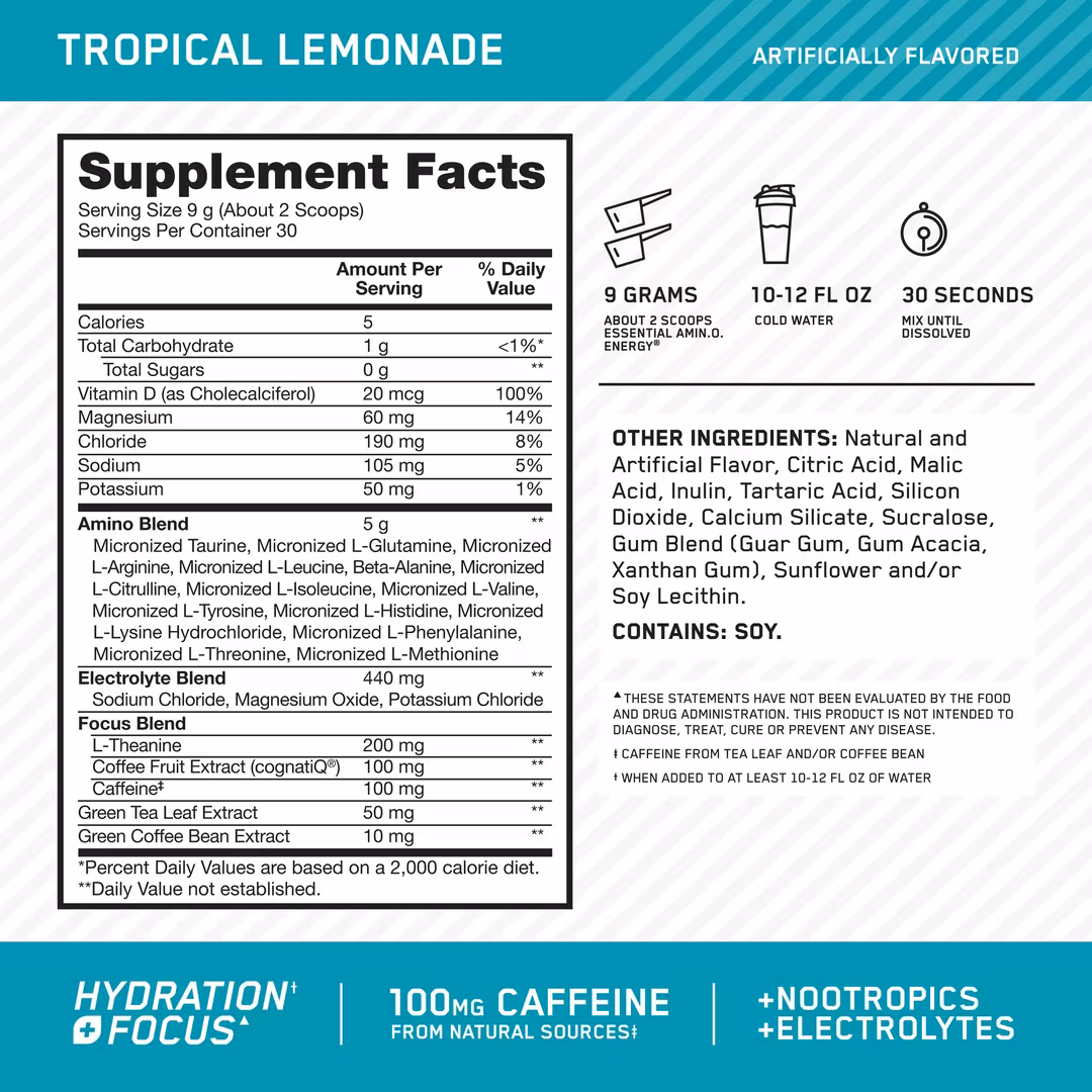 Optimum Nutrition  Amino Energy + Focus Powder