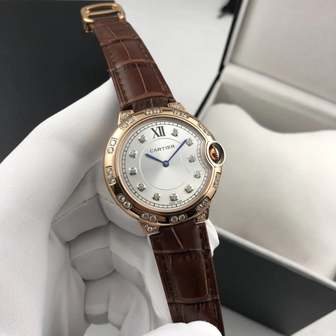 Cartier Watch BALLON BLEU 36MM ROSE GOLD CASE DIAMOND NUMERALS