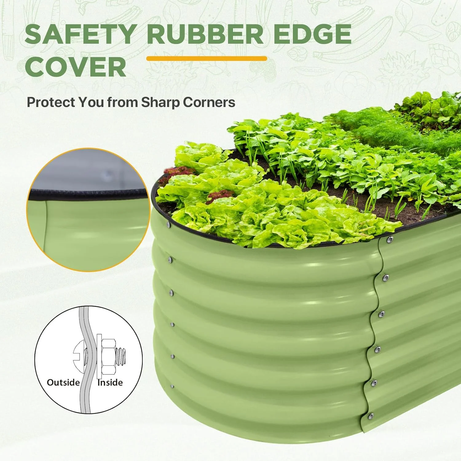 EAGLE PEAK 17'' Tall Outdoor Galvanized Raised Garden Bed Planter, Planter Boxes for Outdoor Plants, Vegetables, Flowers, and Herbs 6 in 1 Modular Design, Olive Green