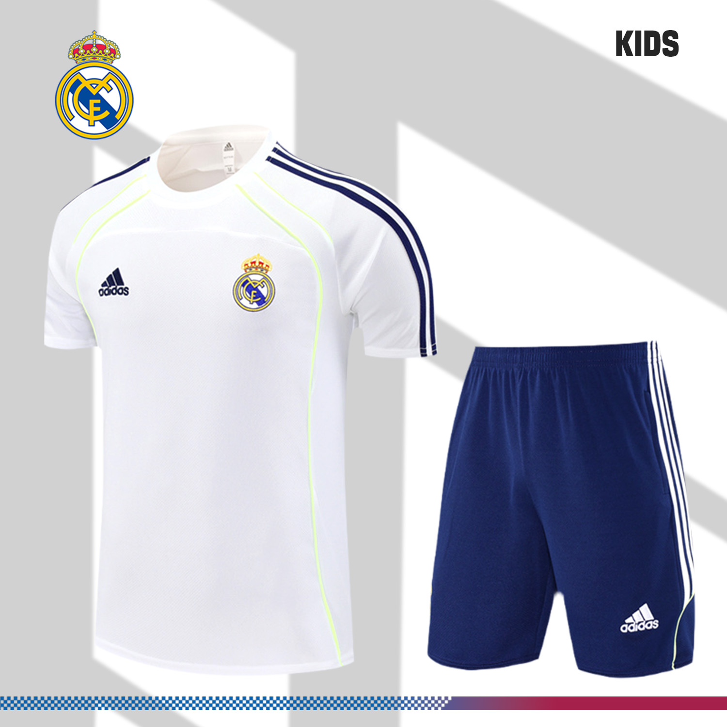 2025/2026 Real Madrid White Children's Short Sleeve Training Suit (Adult Kids Kit)