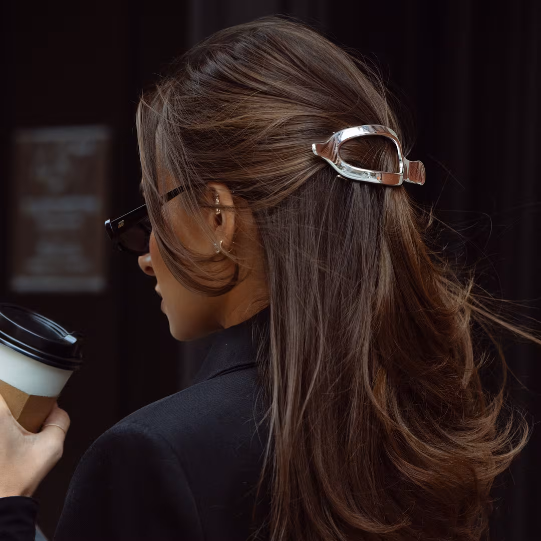 The Hair Edit  Silver Flat Lay Claw Clip by Danielle Bernstein