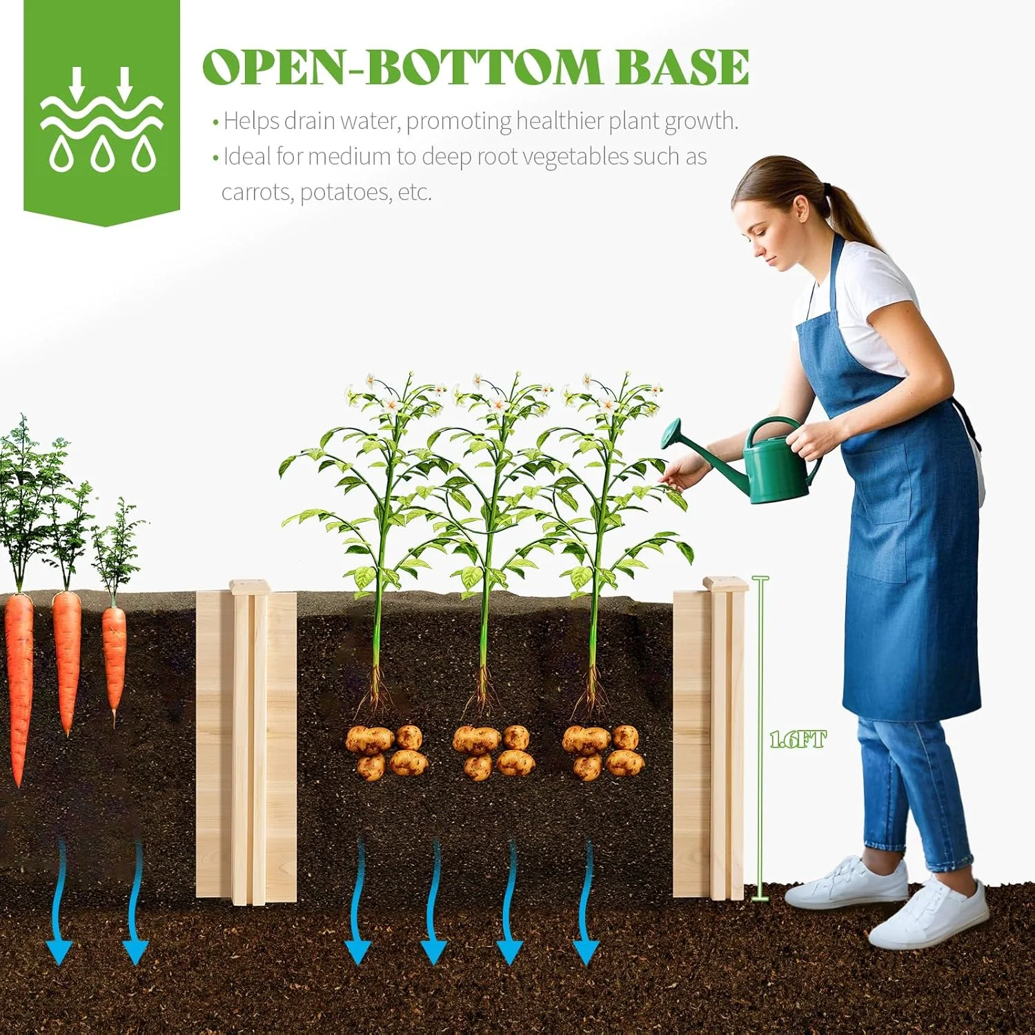 Jocisland Wooden Raised Garden Bed for Outdoor, Deep Large Planter Box for Gardening, Vegetables, Flowers, Herbs862FT