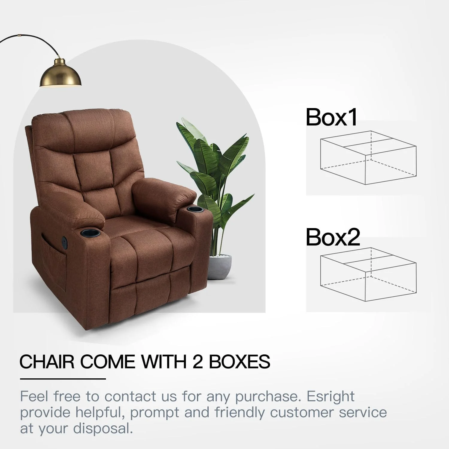 YODOLLA Large Power Lift Recliner for Elderly, Heavy Duty Electric Lift Chair with Heated Vibration Massage in Clay, Brown