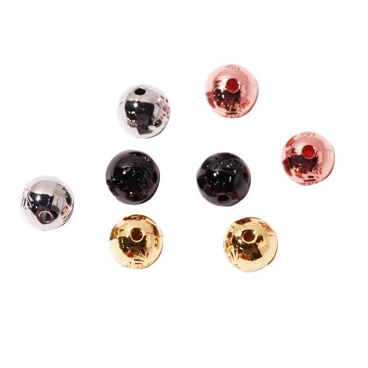 KLOW80-Gold Zinc Alloy Round Spacer Beads for Leather Bracelet & DIY Jewelry Making