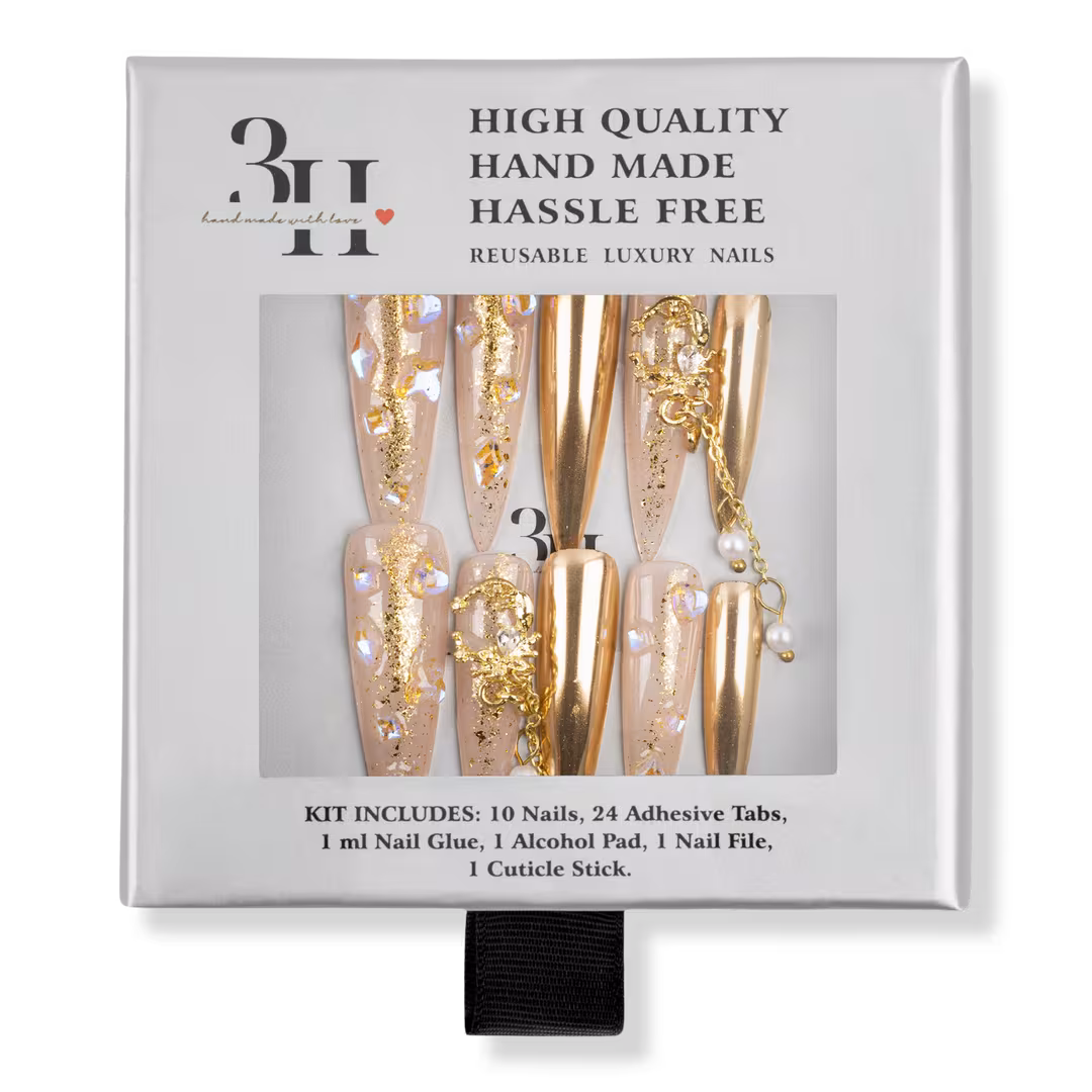 3H Nails  Liquid Gold - X-Long Stiletto Press-On Nails