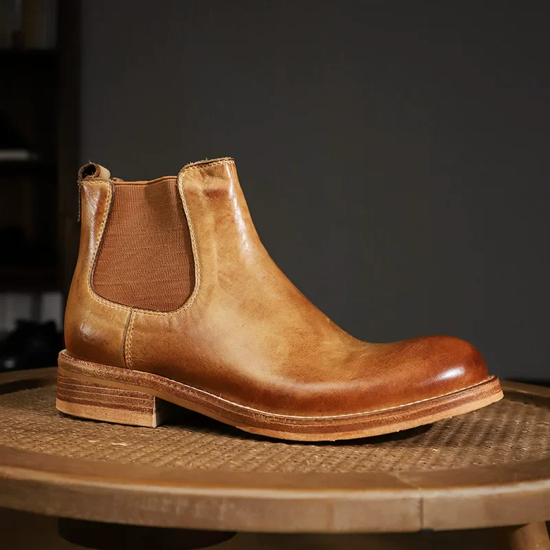 Handmade Washed Vegetable Tanned Cowhide Boots