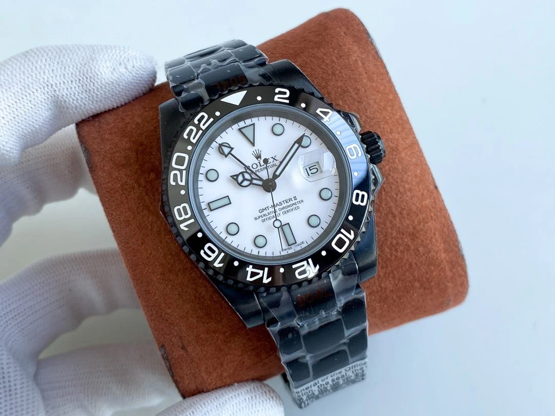 Rolex Watch GMT-MASTER II CUSTOM ALL BLACK BEZEL WHITE DIAL Watch