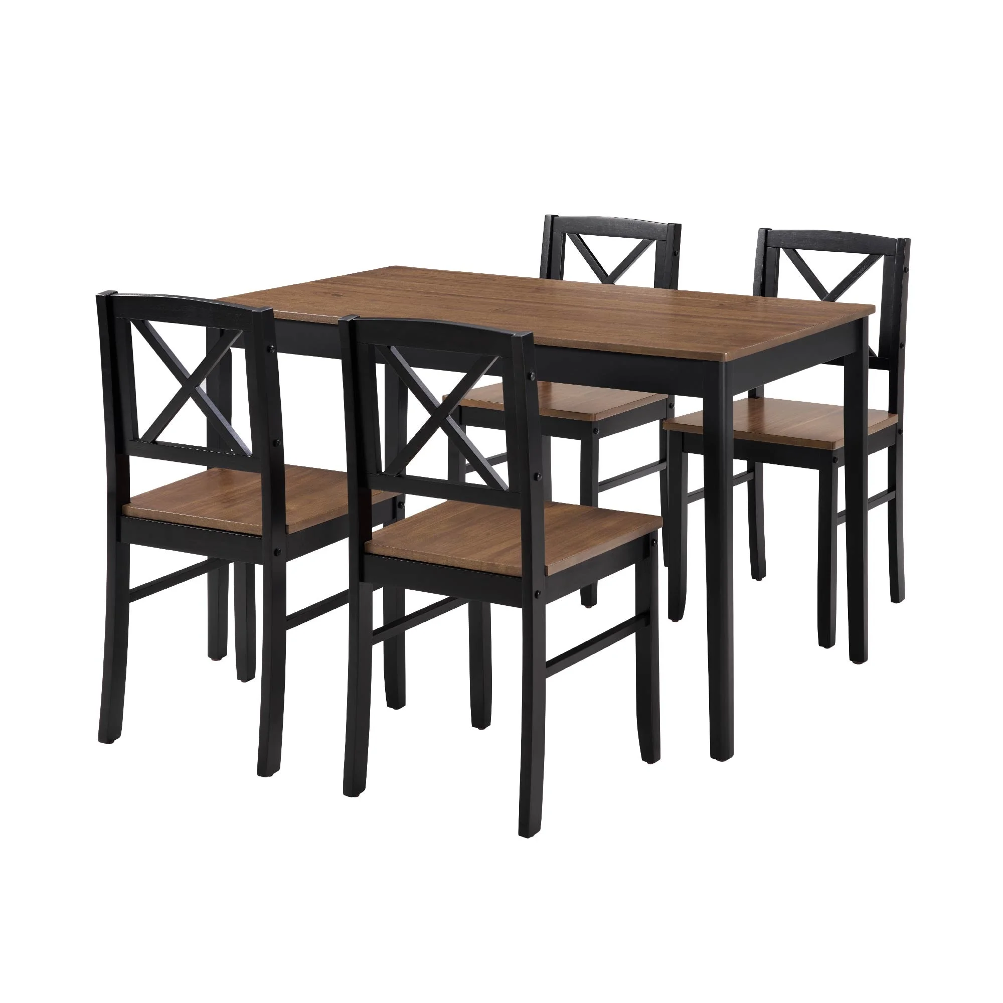 MAYEERTY Eco-Friendly Solid Wood Dining Set ?Sustainable Dining Table with Black Metal Accents for Home & Restaurant,Light Brown