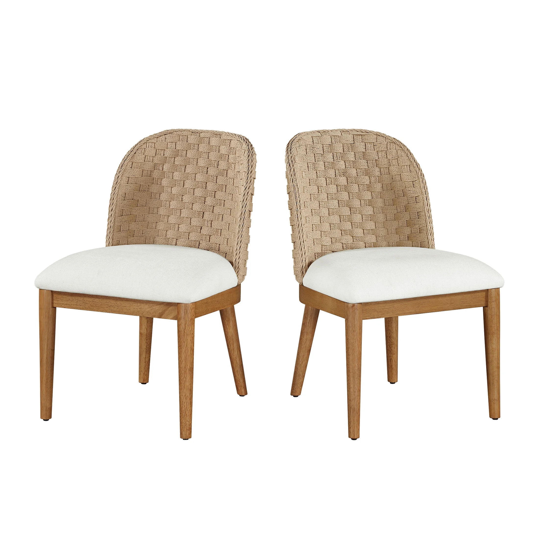 My Texas House Saylor Farmhouse Dining Chair Set, Natural Wood, Set of 2