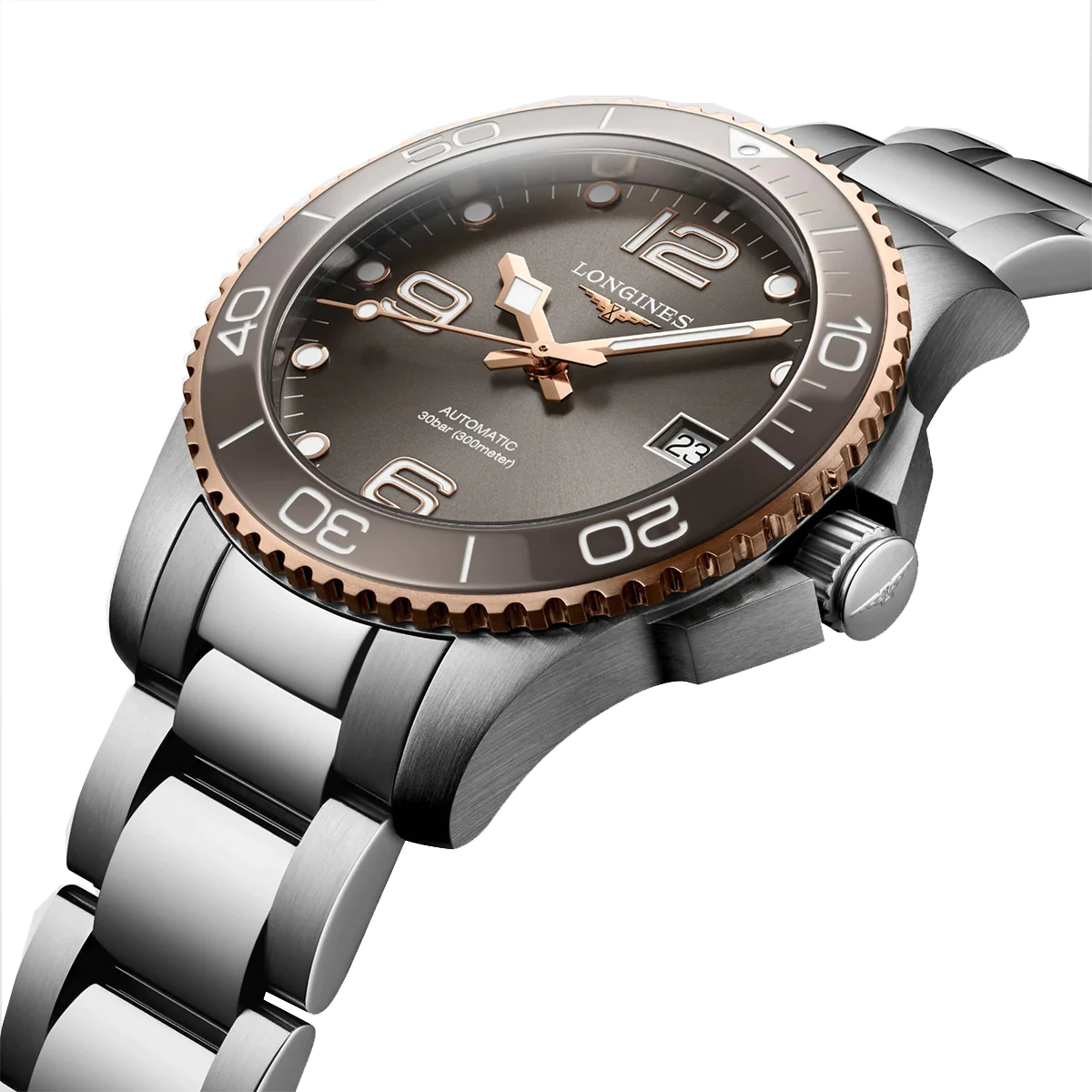 Longines Hydroconquest 39MM Automatic Sunray Grey Dial Pink Highlights Watch L37803786