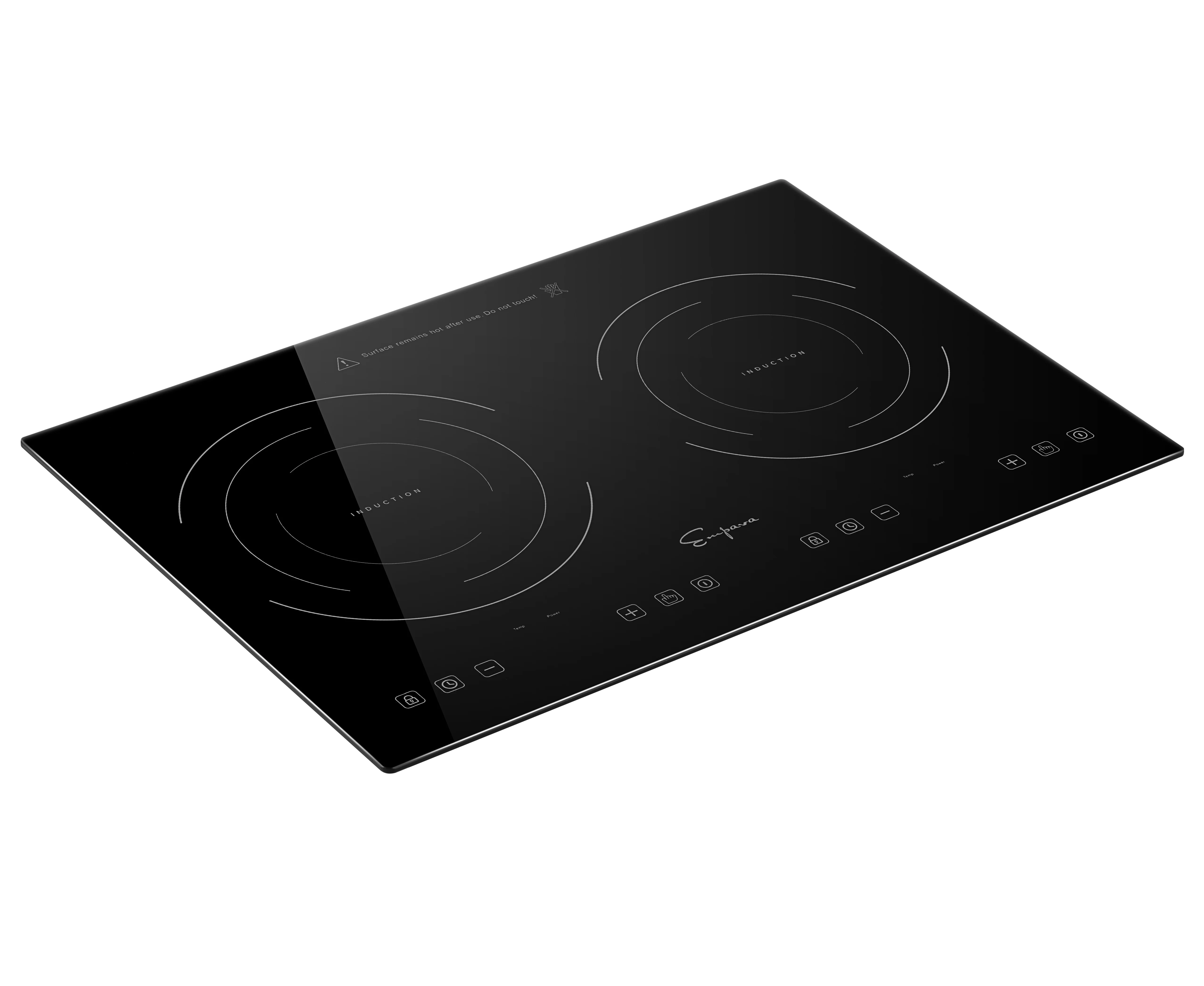 Empava Horizontal Electric Stove Induction Cooktop with 2 Burners in Black Vitro Ceramic Smooth Surface Glass 120V