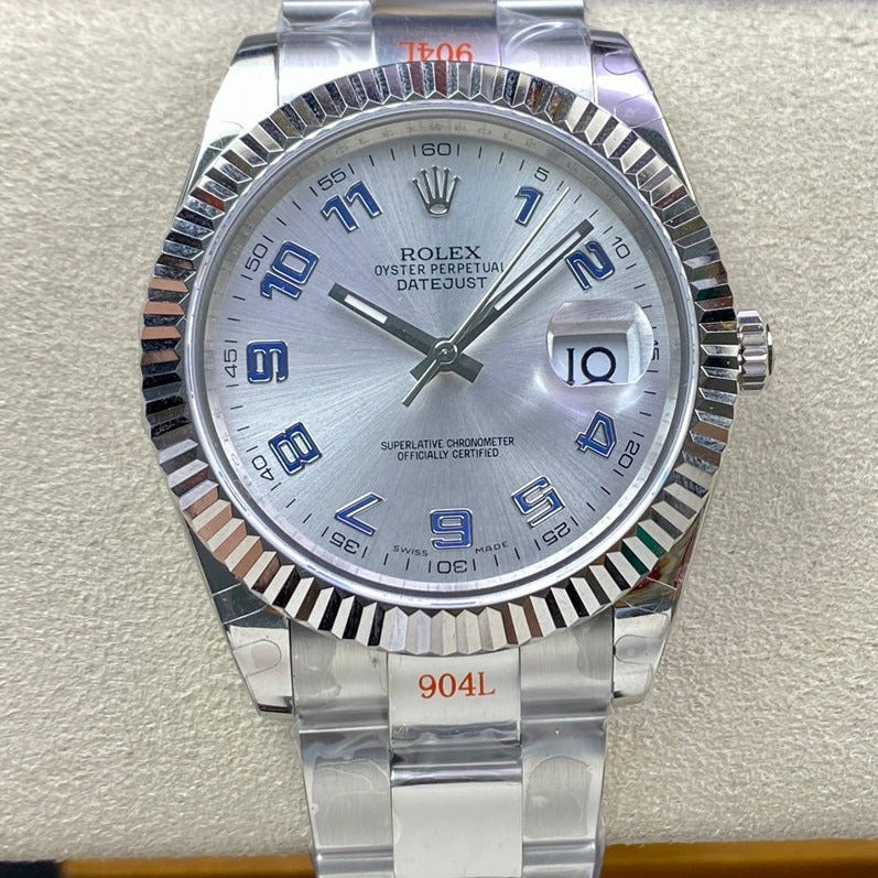 Rolex Watch DATEJUST 41 LIGHT BLUE NUMERALS SILVER CASE Watch