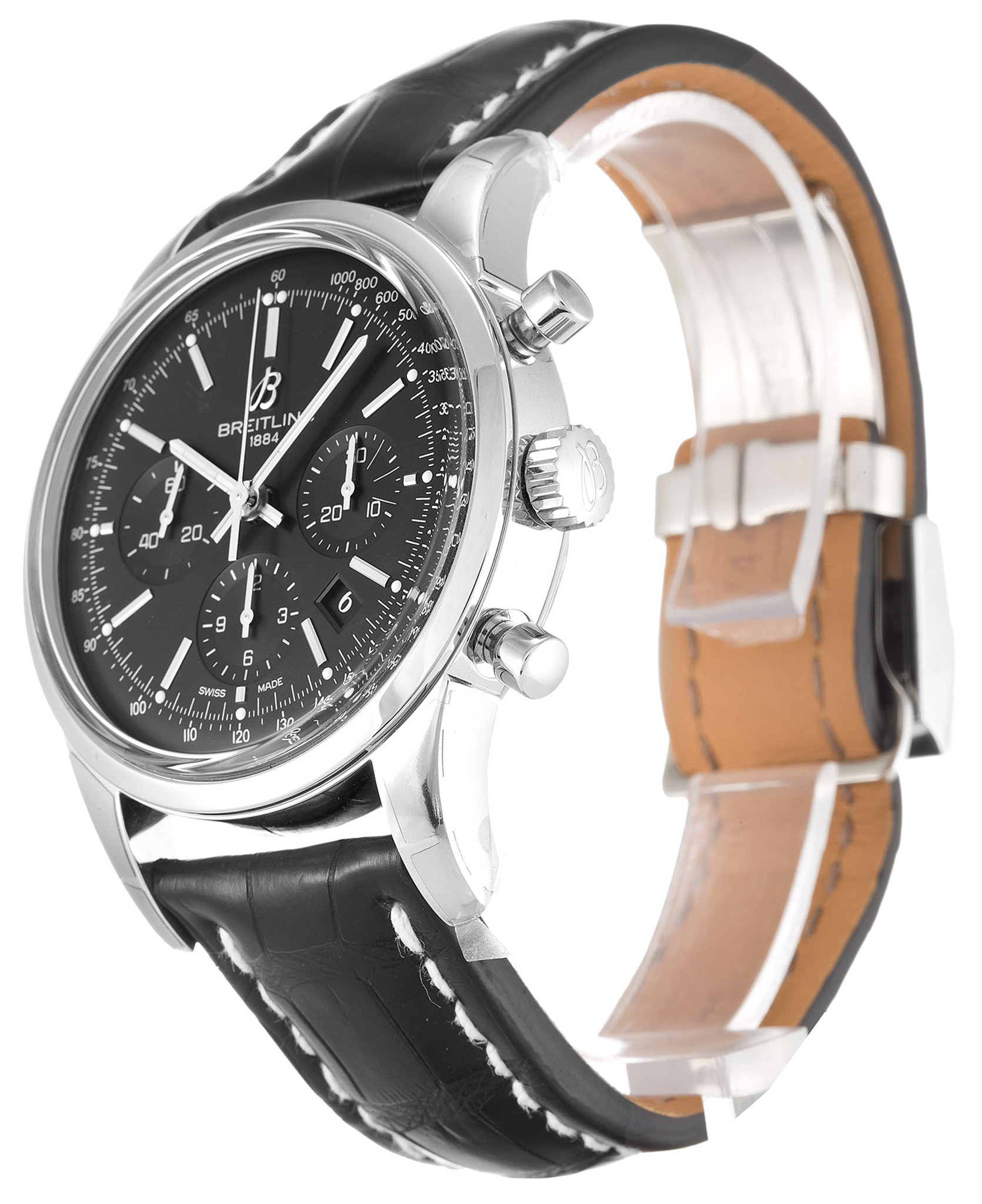 Replica Breitling Transocean Chronograph White Case Stick Markers AB0152