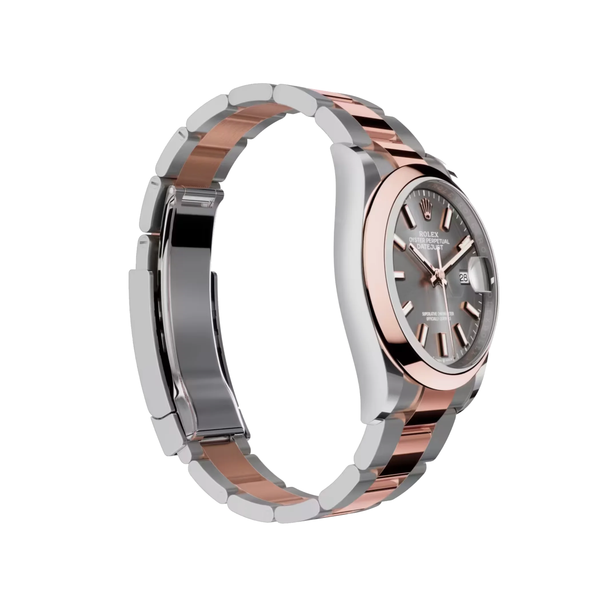 Rolex Datejust: Oystersteel and Everose gold, slate dial, Oyster bracelet, m126201-0014