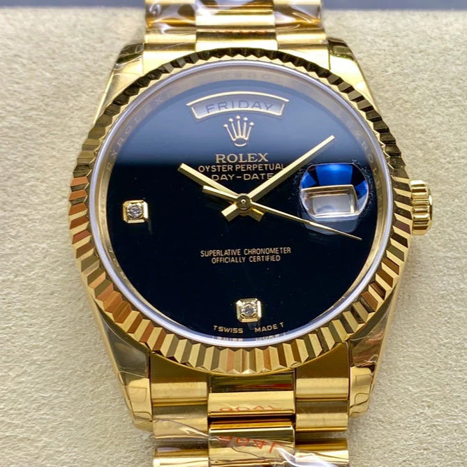 Rolex Watch Day-Date 36mm Gold Black Dial