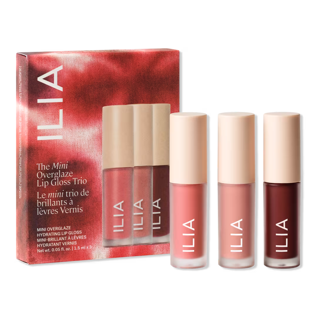 ILIA  The Mini Overglaze Lip Gloss Trio - Lip Gift Set With 24-Hour Moisture