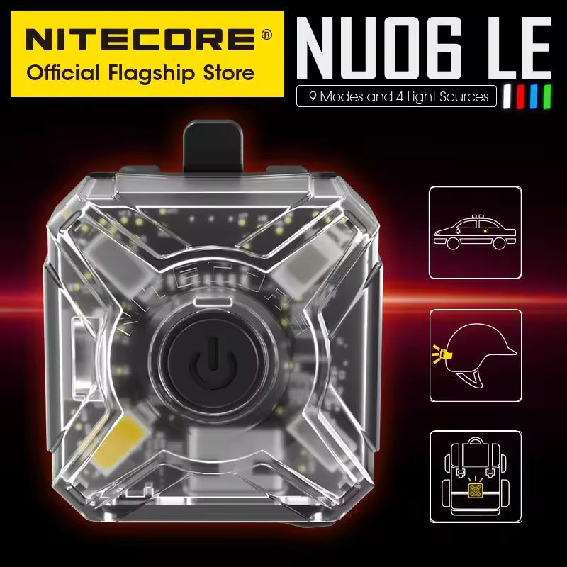 NITECORE NU06 LE Signal Light Multi-light Source LED Tactical Warning Head lamp USB-C Rechargeable for Helmet Backpack Bike Car