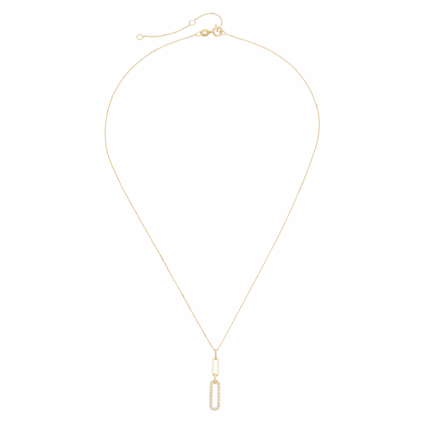 Kette längliche Glieder, mit Zirkonia Steinen, Gold 375
