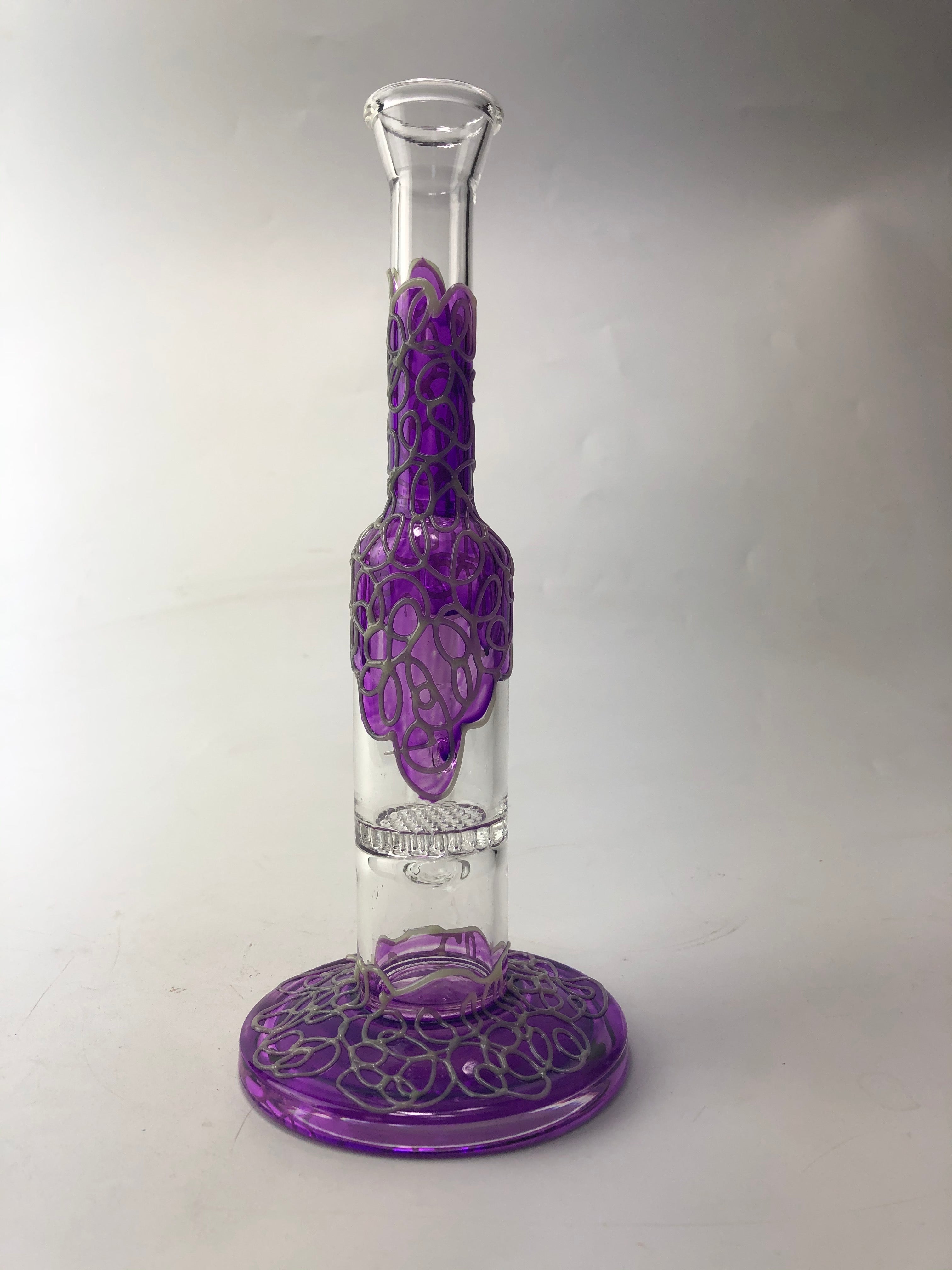 9 Straight Neck Glass Honeycomb Perc Bong