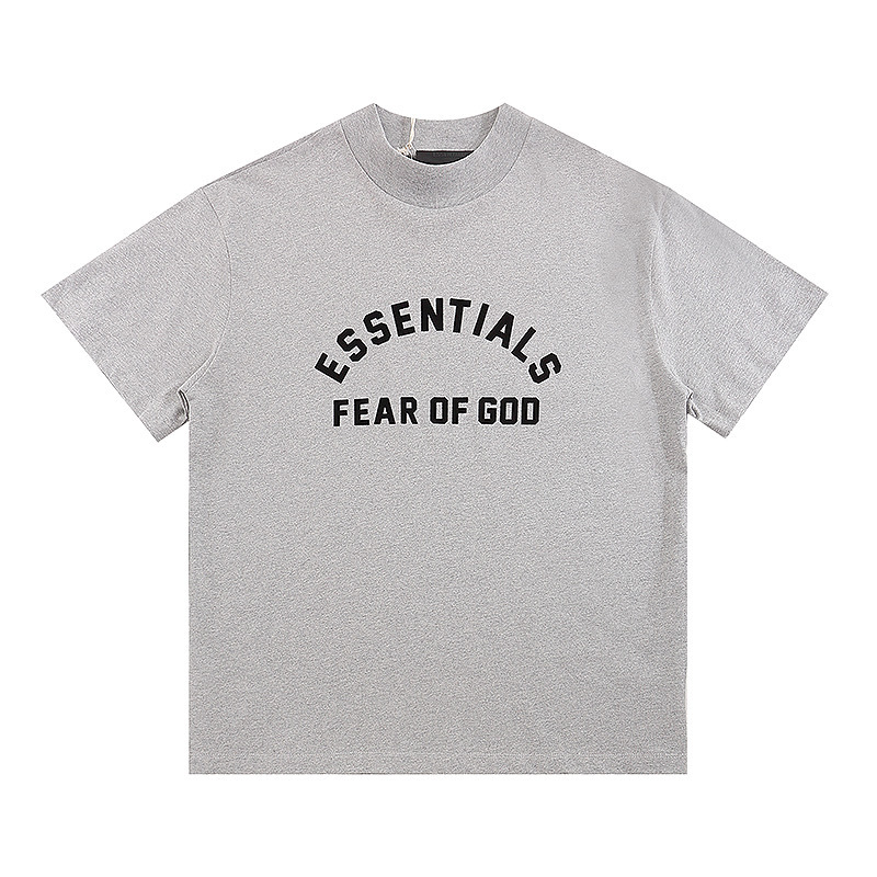 Grey distorted letter print short-sleeved shirt