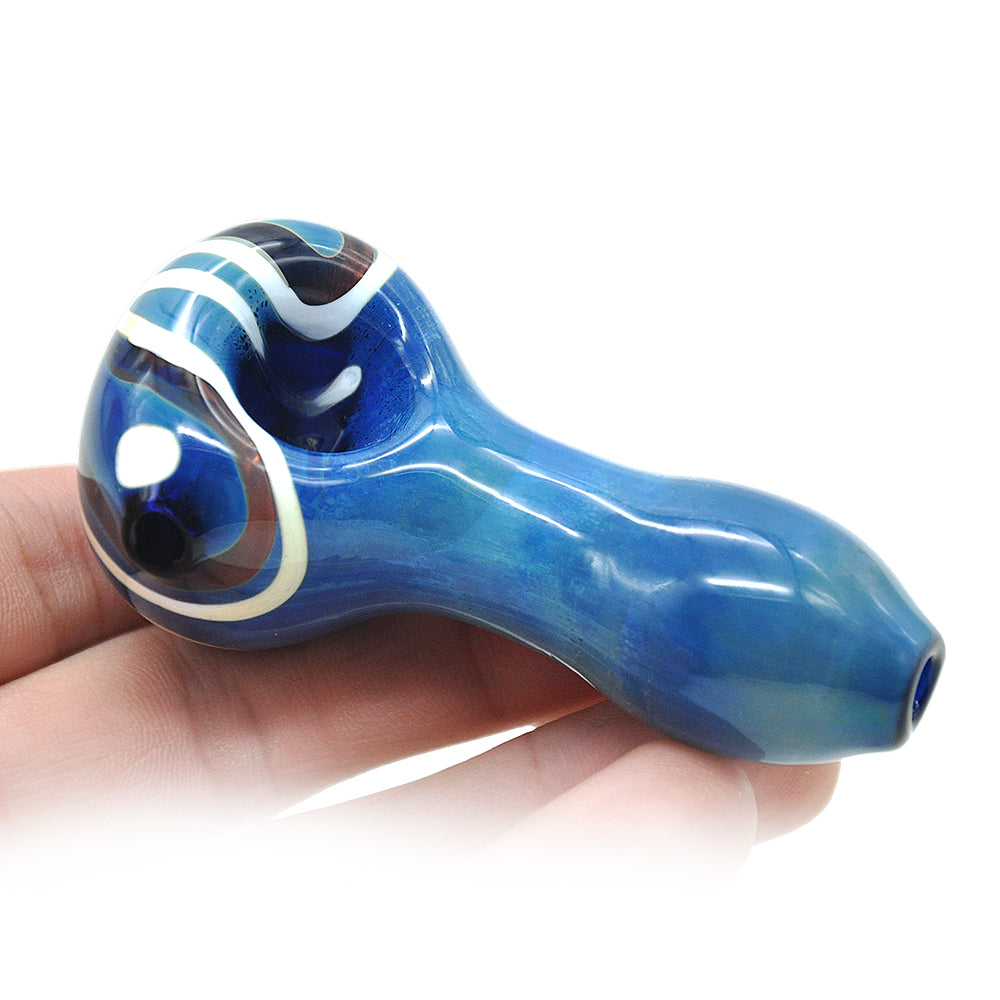Blue Stripe Pattern Glass Weed Pipe