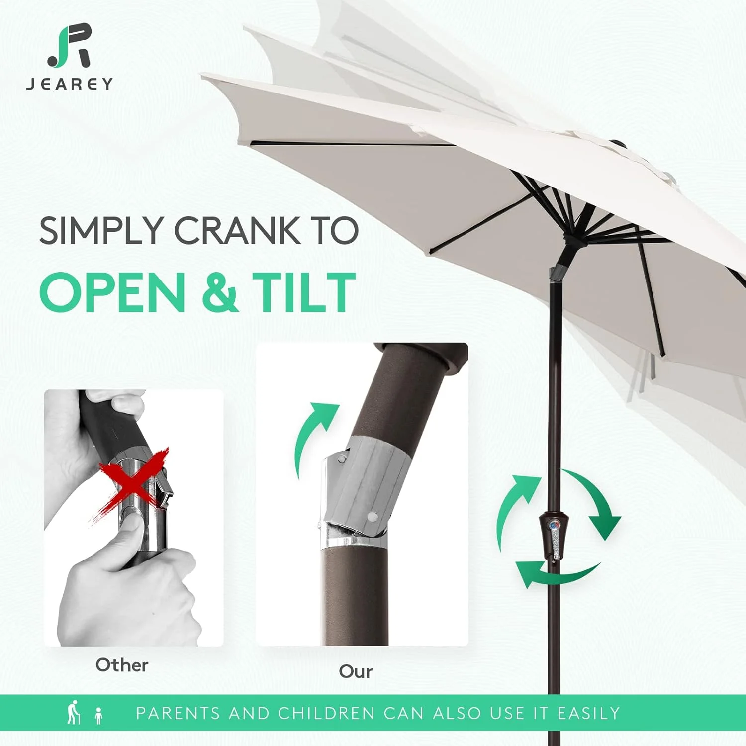 JEAREY Olefin Patio Umbrella Outdoor Umbrella with Auto Tilt