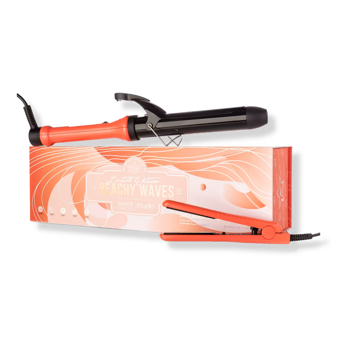 Almost Famous  Beach Wave Babe 2-Piece Tourmaline Curling Wand & Mini Iron Set
