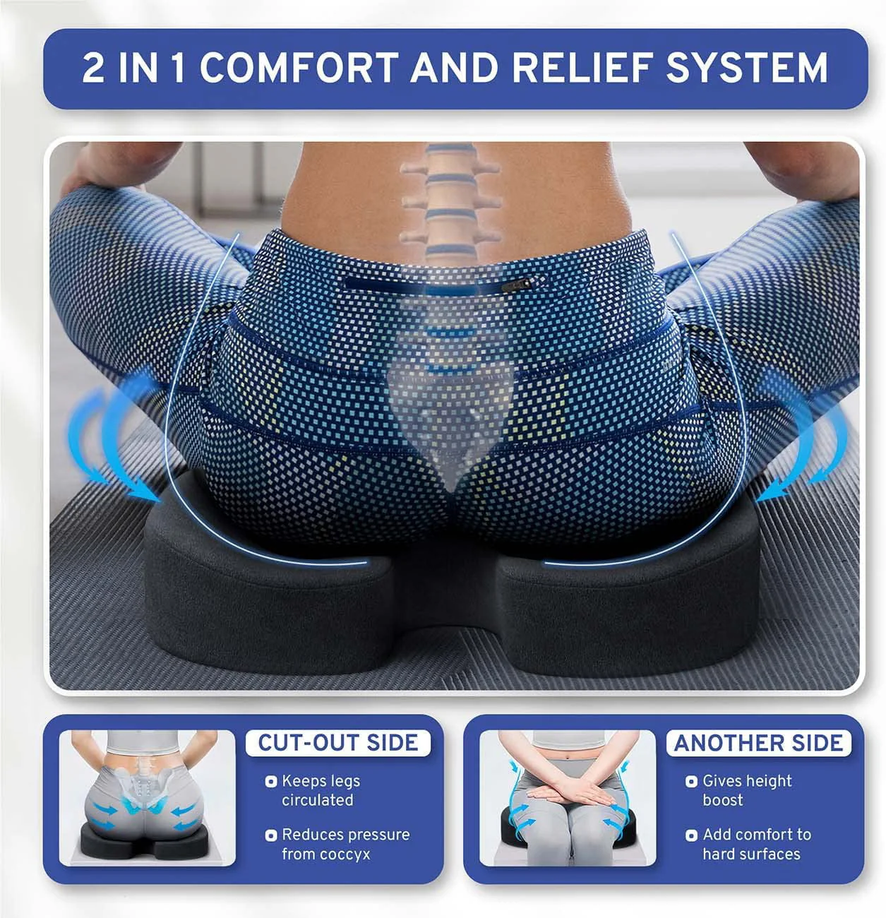 Memory Foam Seat Cushion with Removable Microfiber Cover - Coccyx, Tailbone, Sciatica, Lower Back Support and Pain Relief - Fits Most Office, Desk, Computer Chairs and Car Seats ?by ComfySure