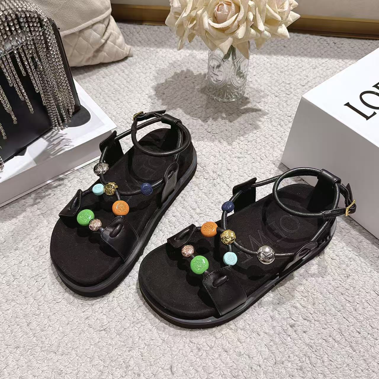 Loewe Shoes Spring/Summer New Color Buckle Thick Bottom Sandals