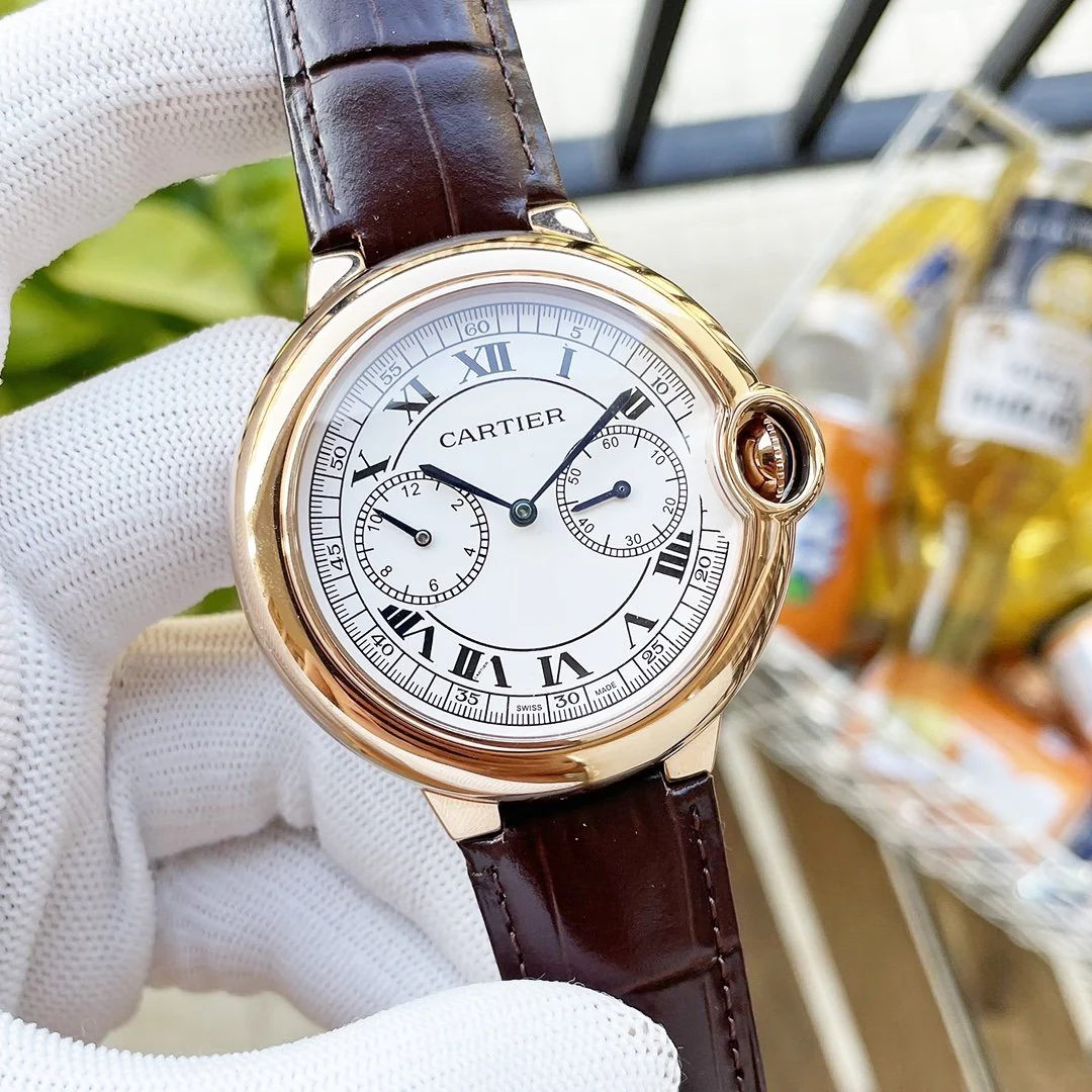 Cartier Watch BALLON BLEU 46MM STAINLESS STEEL LEATHER STRAP