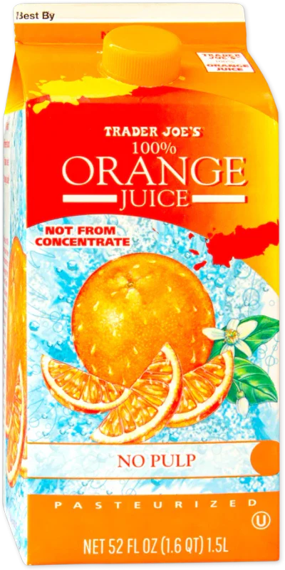 100% Orange Juice No Pulp – Smooth Citrus Drink 52 Fl Oz