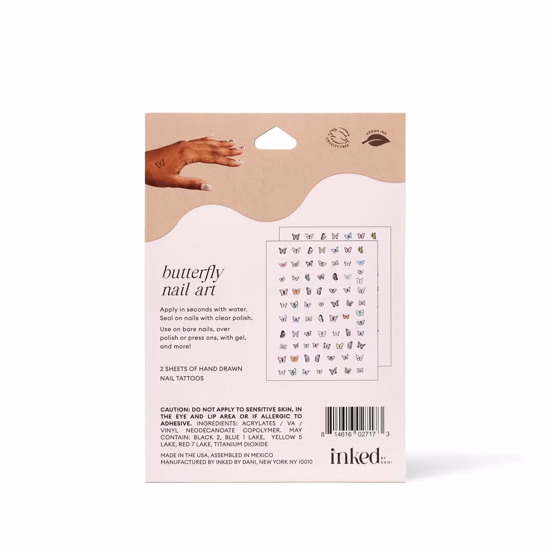 Inked by Dani  Butterfly Nail Art Temporary Tattoo Pack