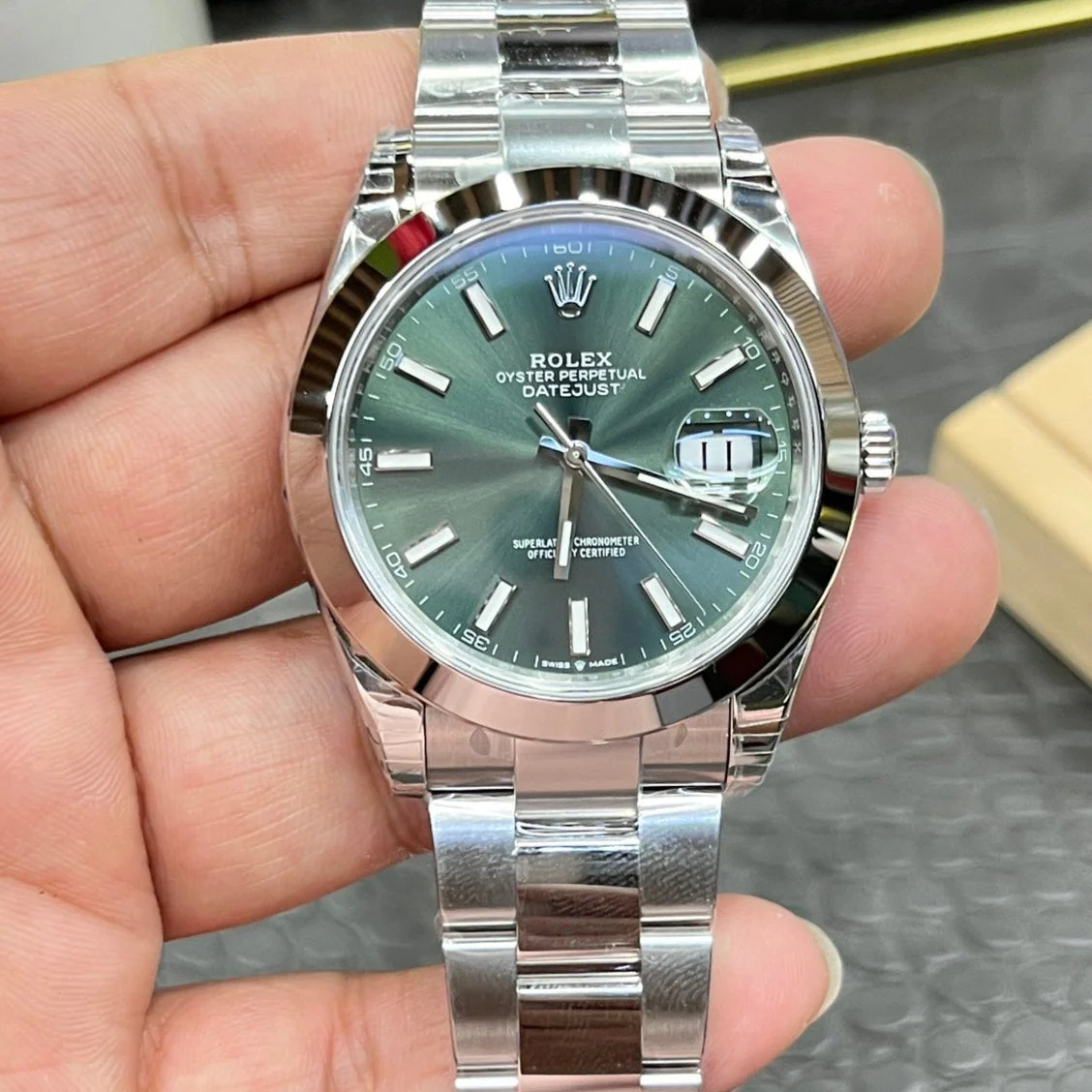 Rolex Watch Datejust 41mm Silver Green