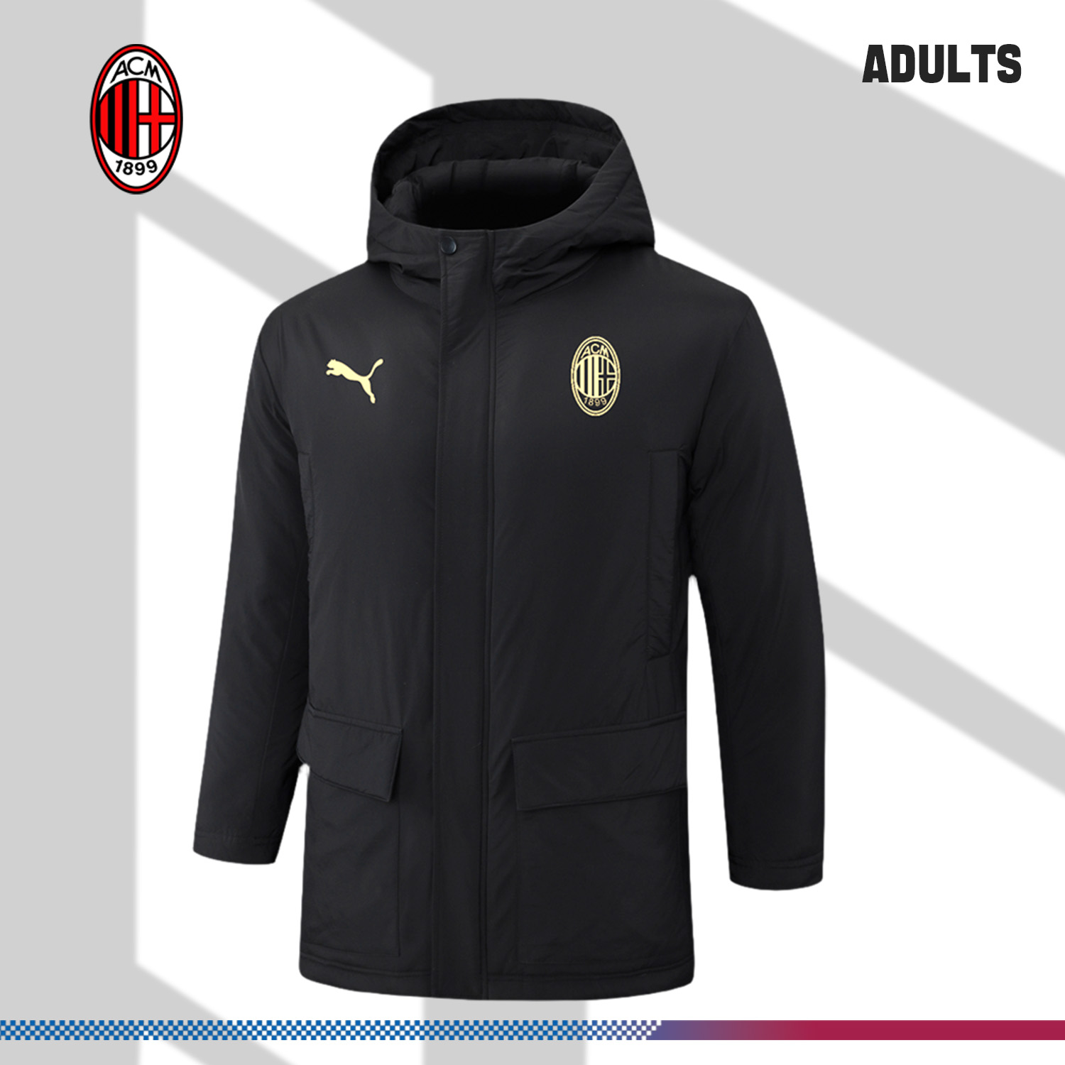 2024/2025 AC Milan Black Adult Full Zip Training Suit (Long Cotton jacket)