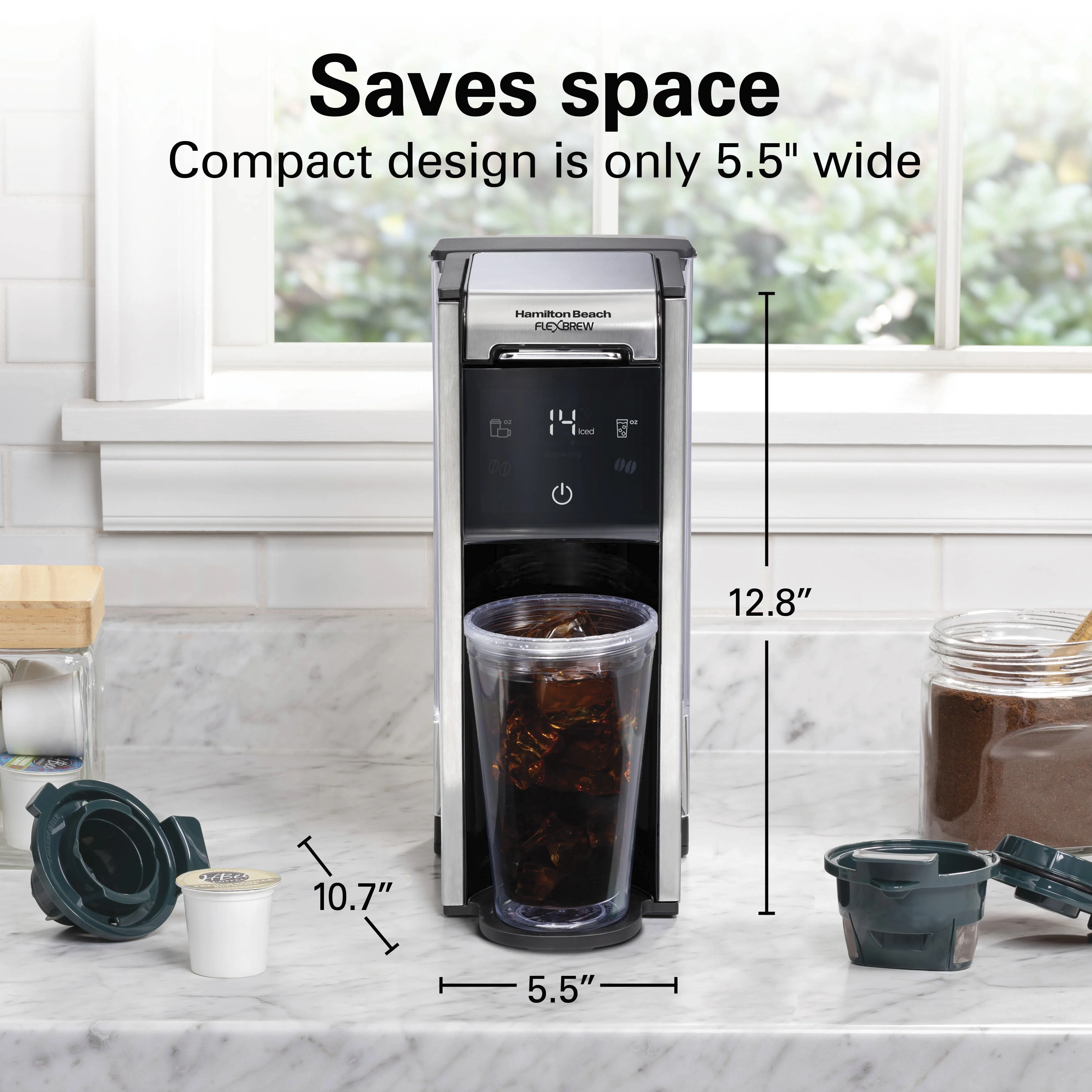 Hamilton Beach FlexBrew Advanced 4-in-1 Coffee Maker, Removable 45 oz. Water Reservoir, 49925
