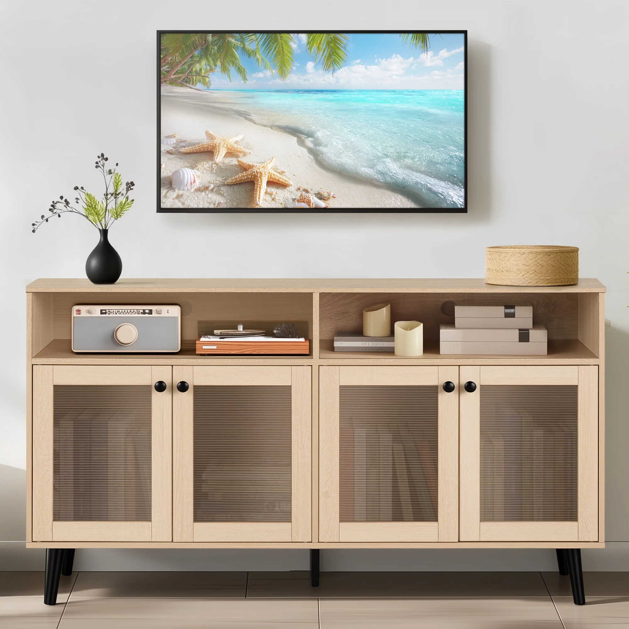 Mid-Century Modern TV Stand��Natural