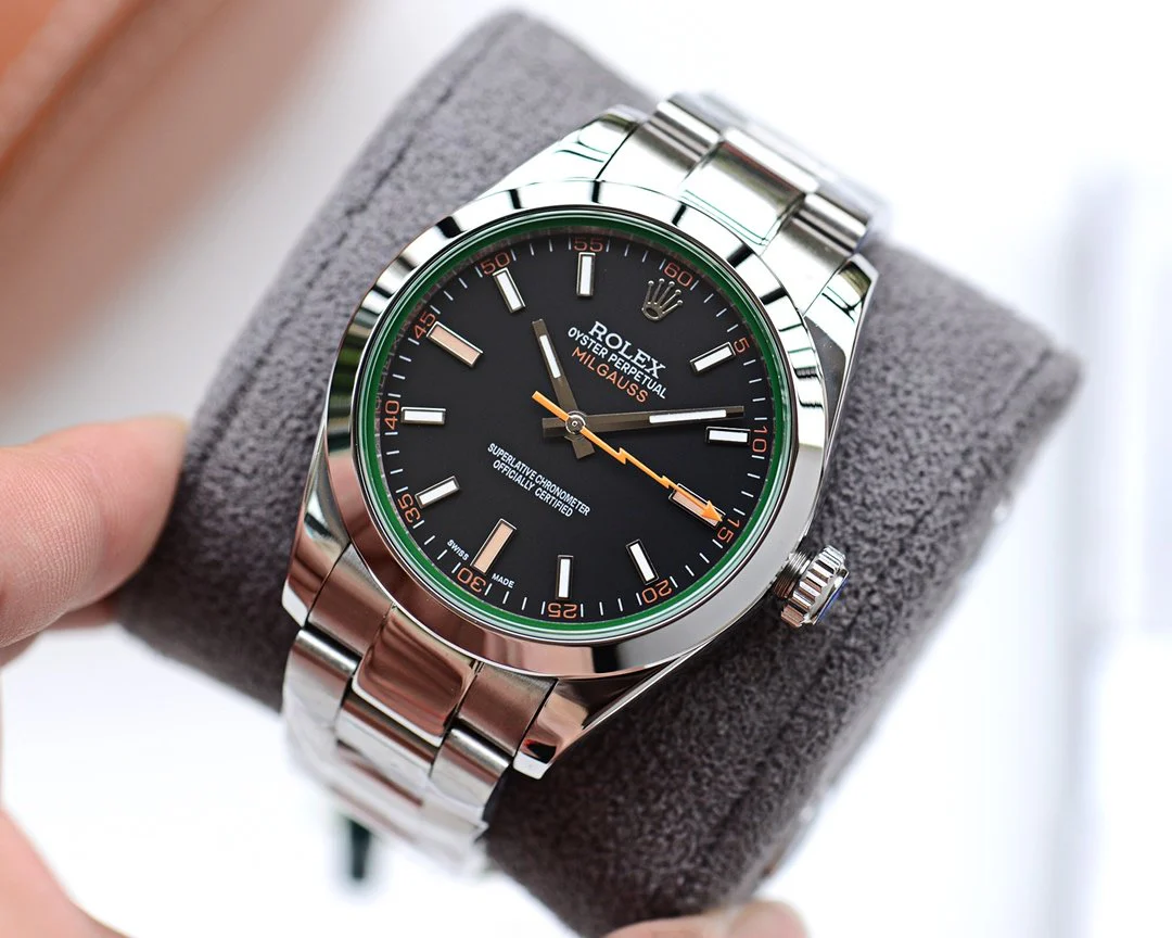 Rolex Watch MILGAUSS STAINLESS STEEL BLACK BLUE ORANGE DIAL