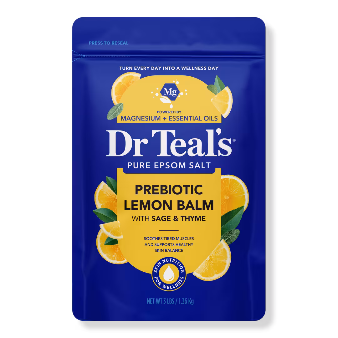 Dr Teal's  Pure Epsom Salt Soak, Prebiotic Lemon Balm with Essential Oil Blend
